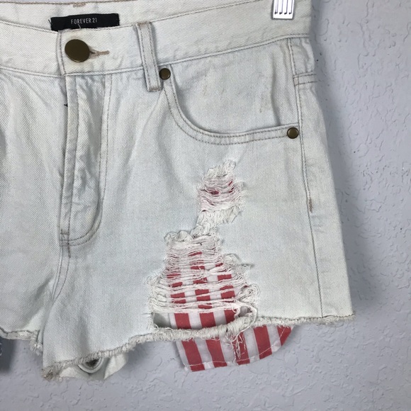 Forever 21 High Waisted American Flag Shorts - Picture 2 of 6